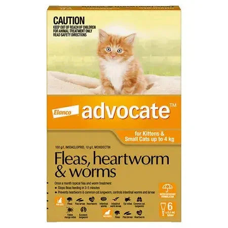 Advocate – Fleas, Heartworm & Worms – Kittens & Small Cats up to 4kg Agline