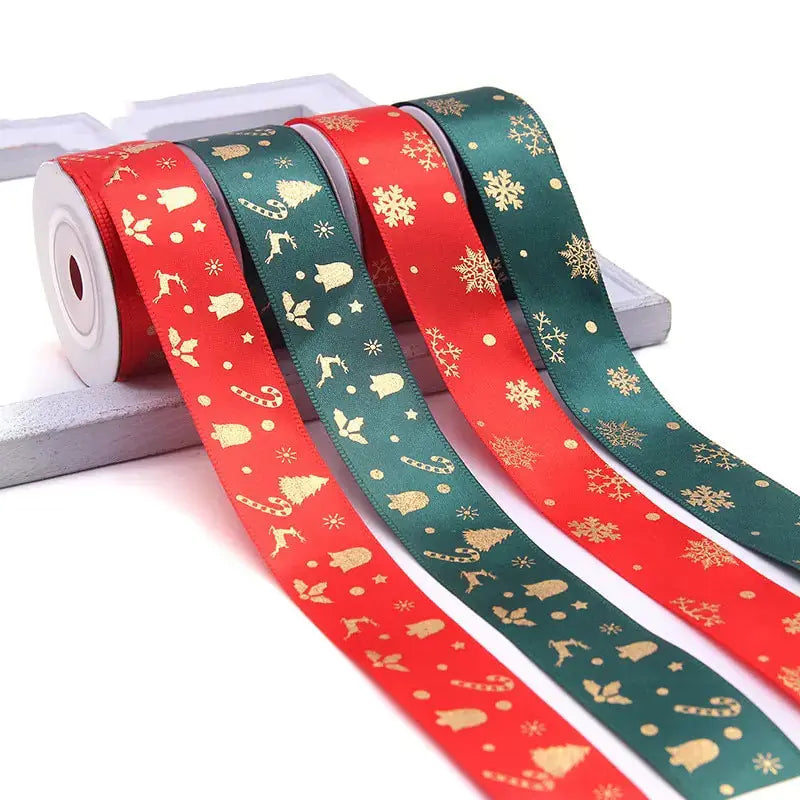 Ribbon Printed Christmas Design Decoration Gift Packing - Paws & Palettes