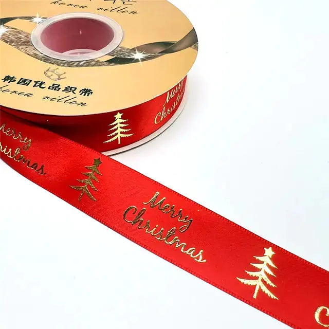 Ribbon Printed Christmas Design Decoration Gift Packing - Paws & Palettes