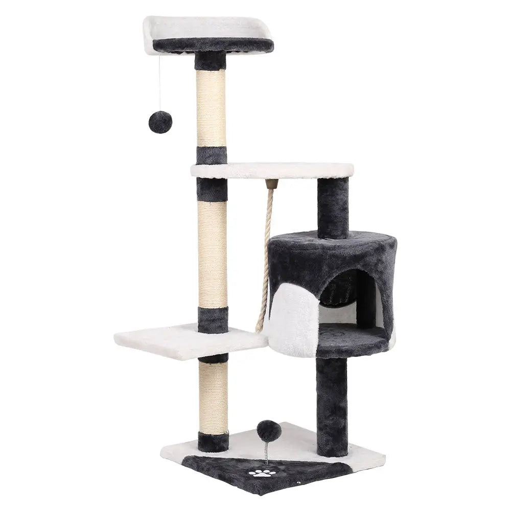 i.Pet Cat Tree 112cm Tower Scratching Post Scratcher Wood Condo House Furniture - Paws & Palettes