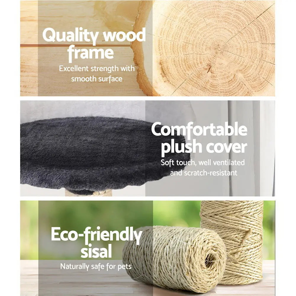 i.Pet Cat Tree 112cm Tower Scratching Post Scratcher Wood Condo House Furniture - Paws & Palettes