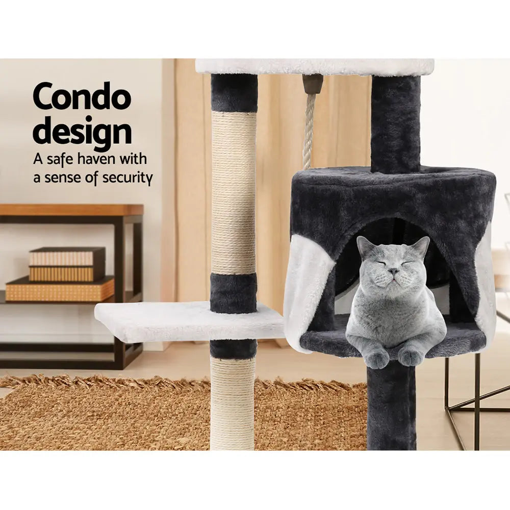 i.Pet Cat Tree 112cm Tower Scratching Post Scratcher Wood Condo House Furniture - Paws & Palettes
