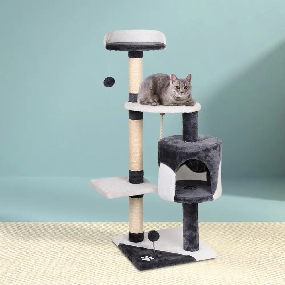 i.Pet Cat Tree 112cm Tower Scratching Post Scratcher Wood Condo House Furniture - Paws & Palettes