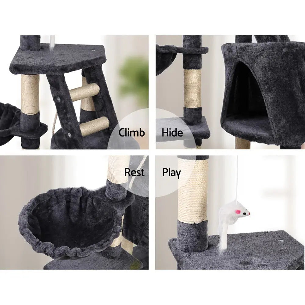 i.Pet Cat Tree 120cm Tower Scratching Post Scratcher Wood Condo House Bed Toys - Paws & Palettes