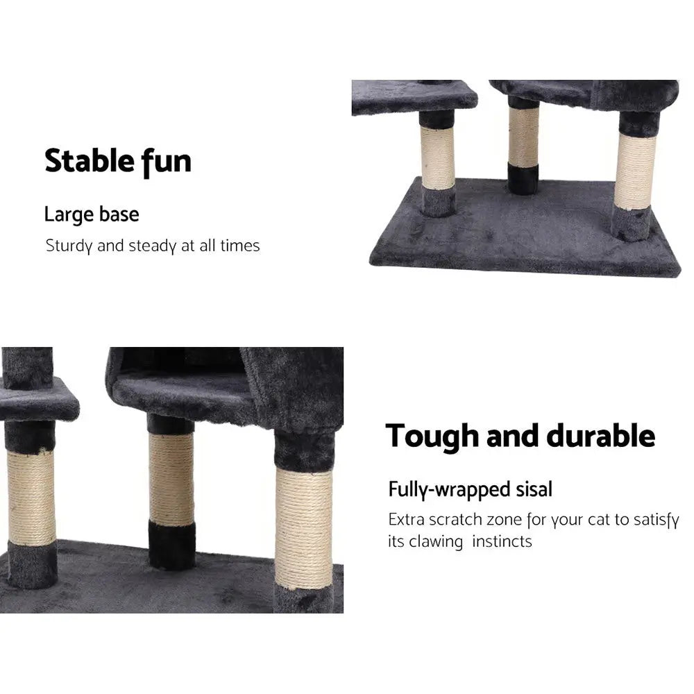 i.Pet Cat Tree 120cm Tower Scratching Post Scratcher Wood Condo House Bed Toys - Paws & Palettes