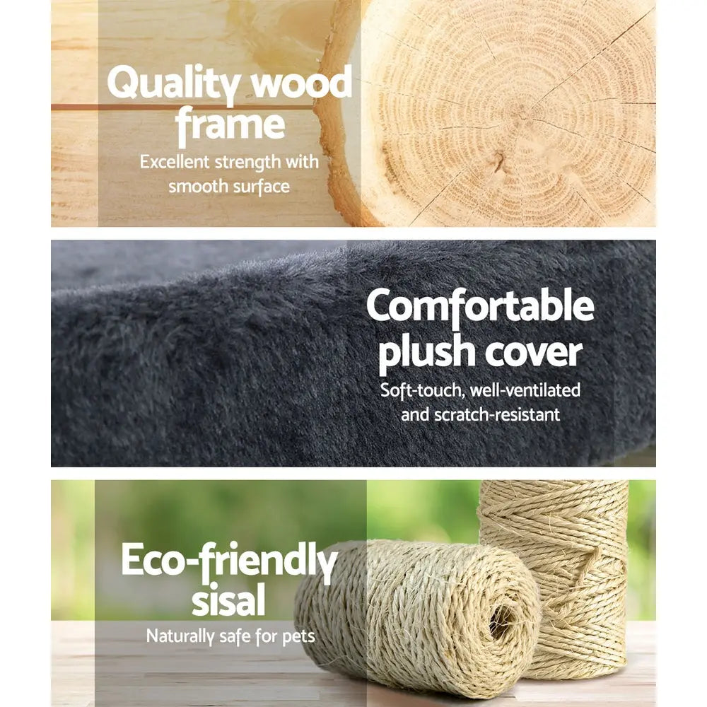 i.Pet Cat Tree 145cm Tower Scratching Post Scratcher Wood Condo House Large Bed - Paws & Palettes