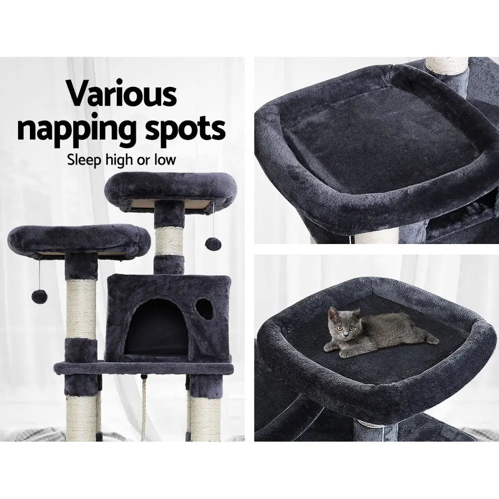 i.Pet Cat Tree 145cm Tower Scratching Post Scratcher Wood Condo House Large Bed - Paws & Palettes