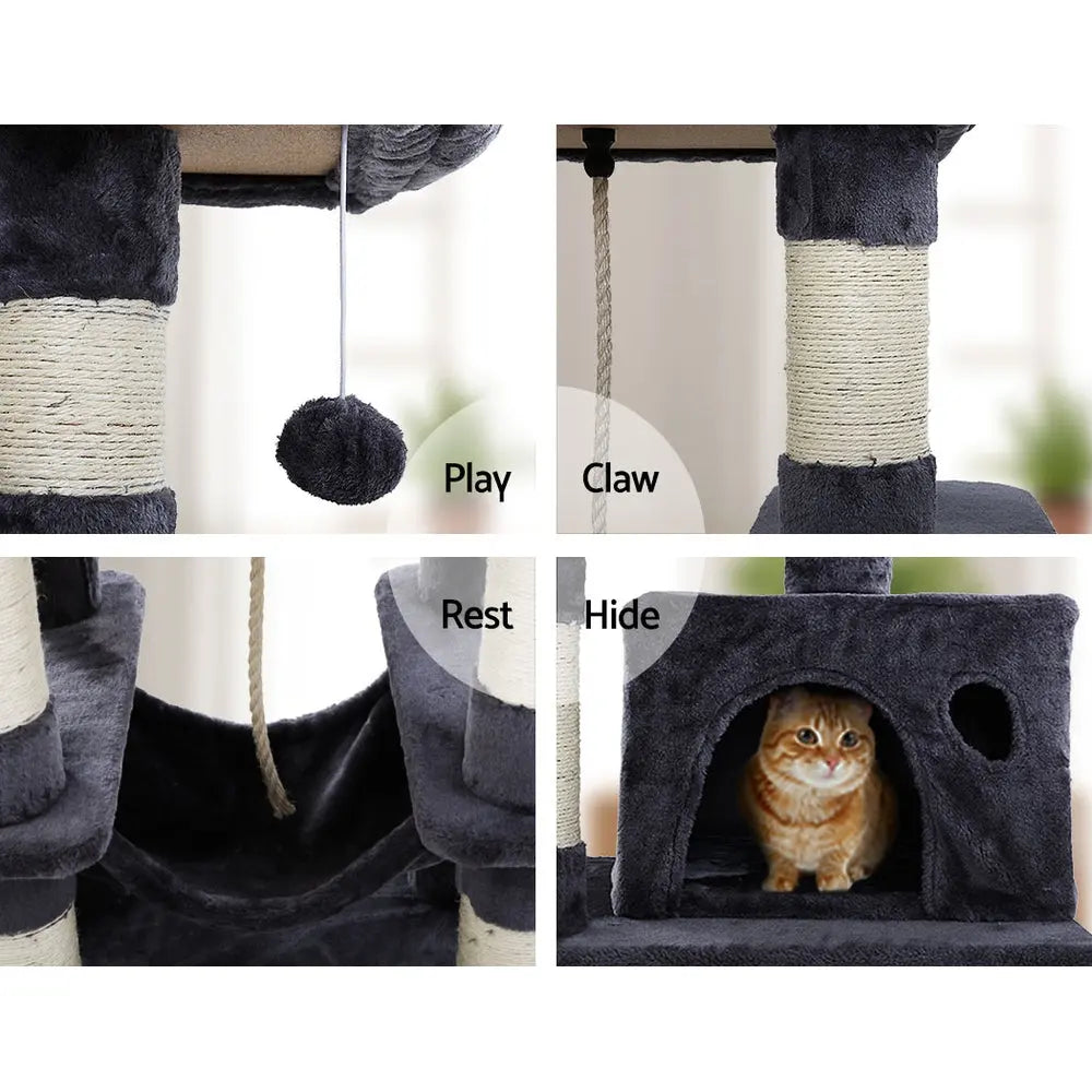 i.Pet Cat Tree 145cm Tower Scratching Post Scratcher Wood Condo House Large Bed - Paws & Palettes