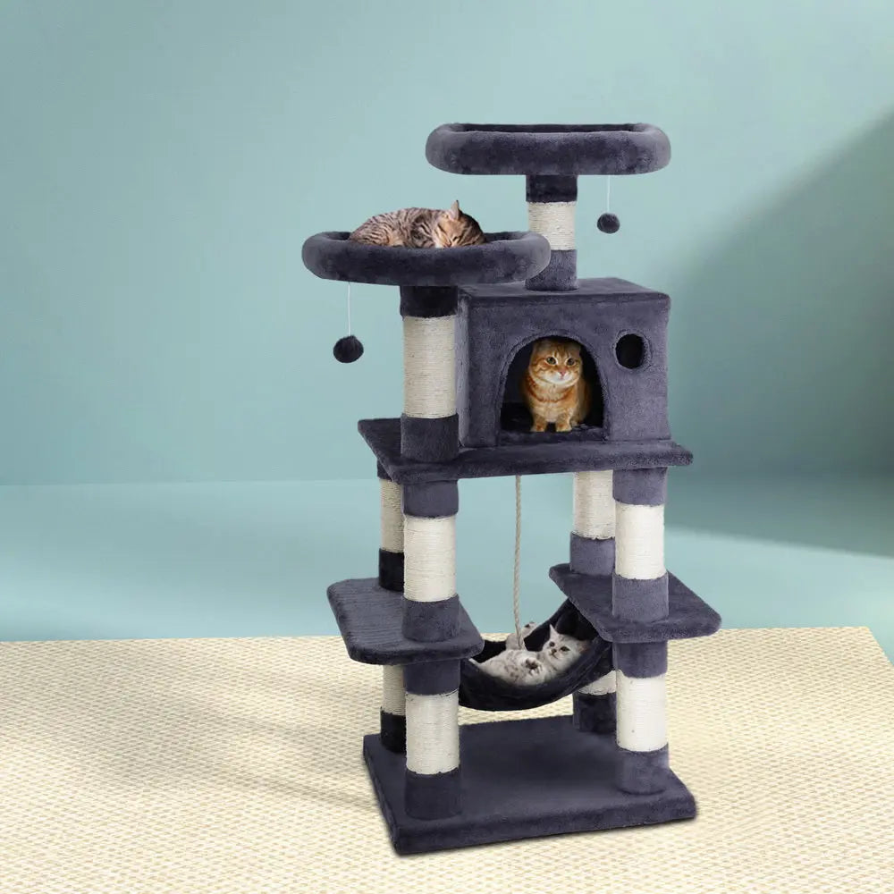 i.Pet Cat Tree 145cm Tower Scratching Post Scratcher Wood Condo House Large Bed - Paws & Palettes