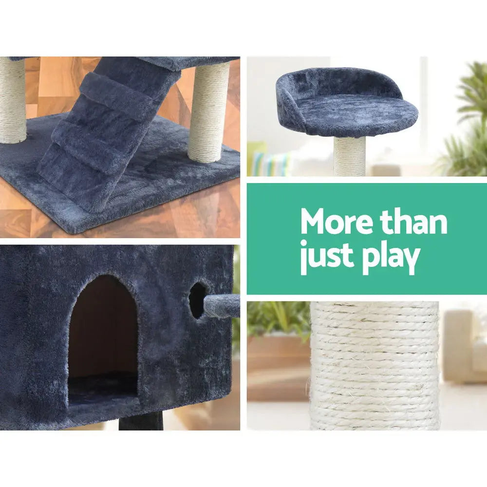 i.Pet Cat Tree 134cm Tower Scratching Post Scratcher Wood Condo House Bed Grey - Paws & Palettes