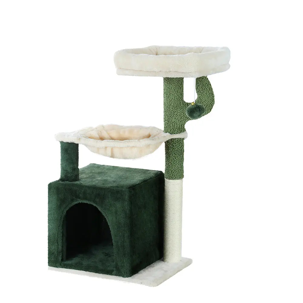 i.Pet Cat Tree 78cm Scratching Post Tower Scratcher Wood Condo House Bed Toys Green - Paws & Palettes