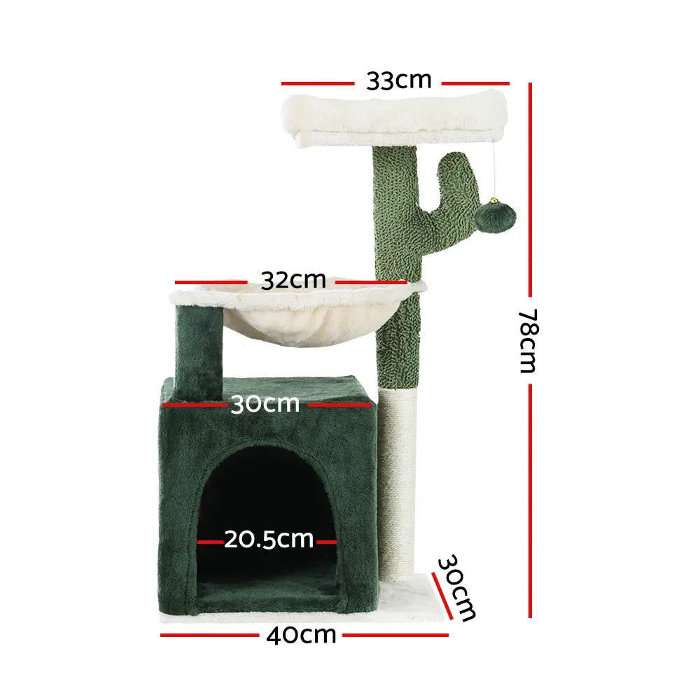 i.Pet Cat Tree 78cm Scratching Post Tower Scratcher Wood Condo House Bed Toys Green - Paws & Palettes