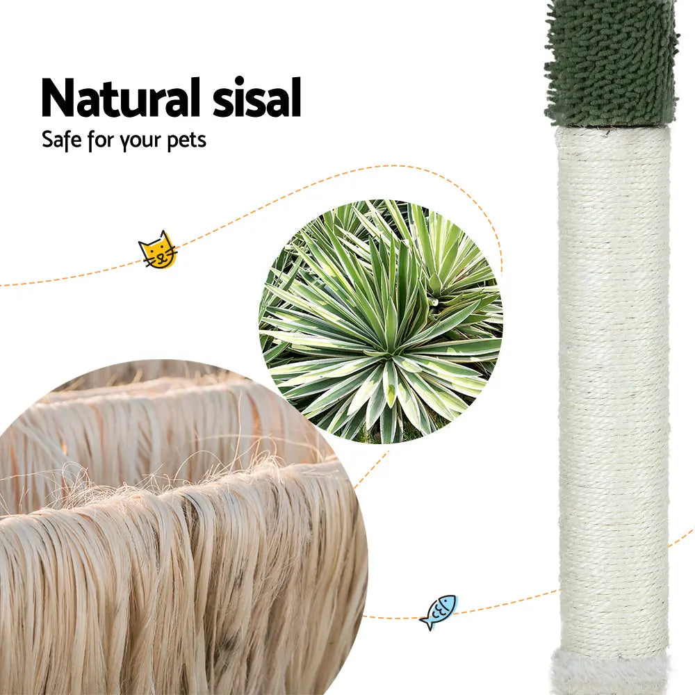i.Pet Cat Tree 78cm Scratching Post Tower Scratcher Wood Condo House Bed Toys Green - Paws & Palettes