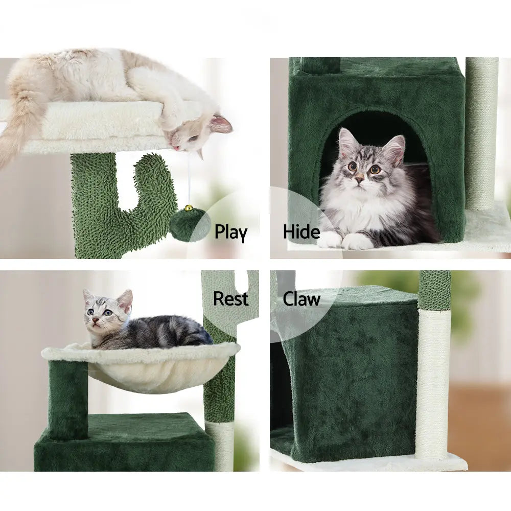 i.Pet Cat Tree 78cm Scratching Post Tower Scratcher Wood Condo House Bed Toys Green - Paws & Palettes