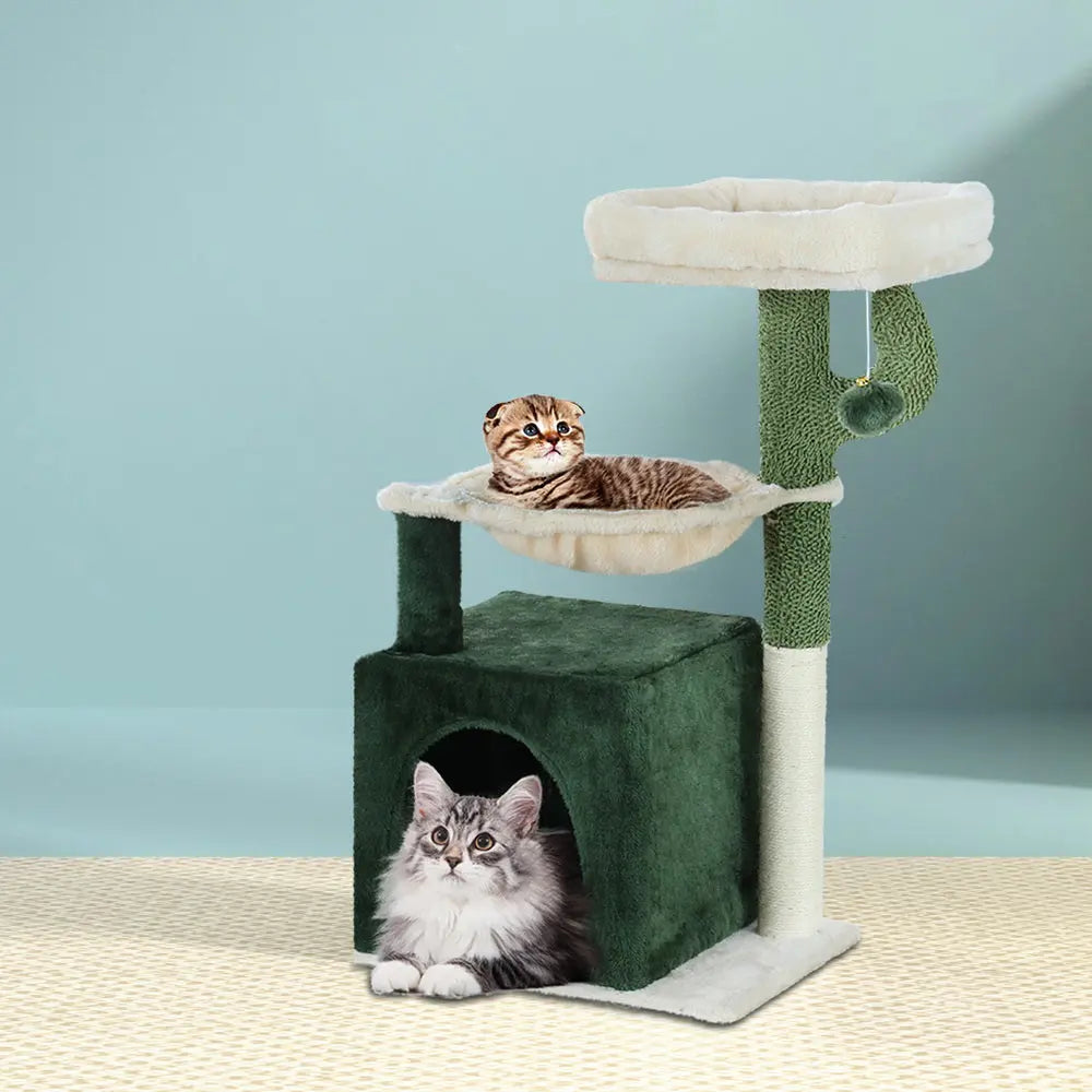 i.Pet Cat Tree 78cm Scratching Post Tower Scratcher Wood Condo House Bed Toys Green - Paws & Palettes