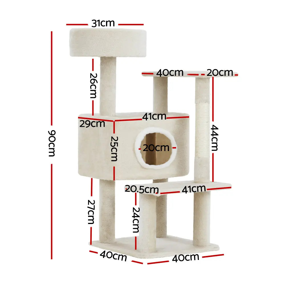 i.Pet Cat Tree 90cm Scratching Post Tower Scratcher Wood Condo House Bed Trees - Paws & Palettes