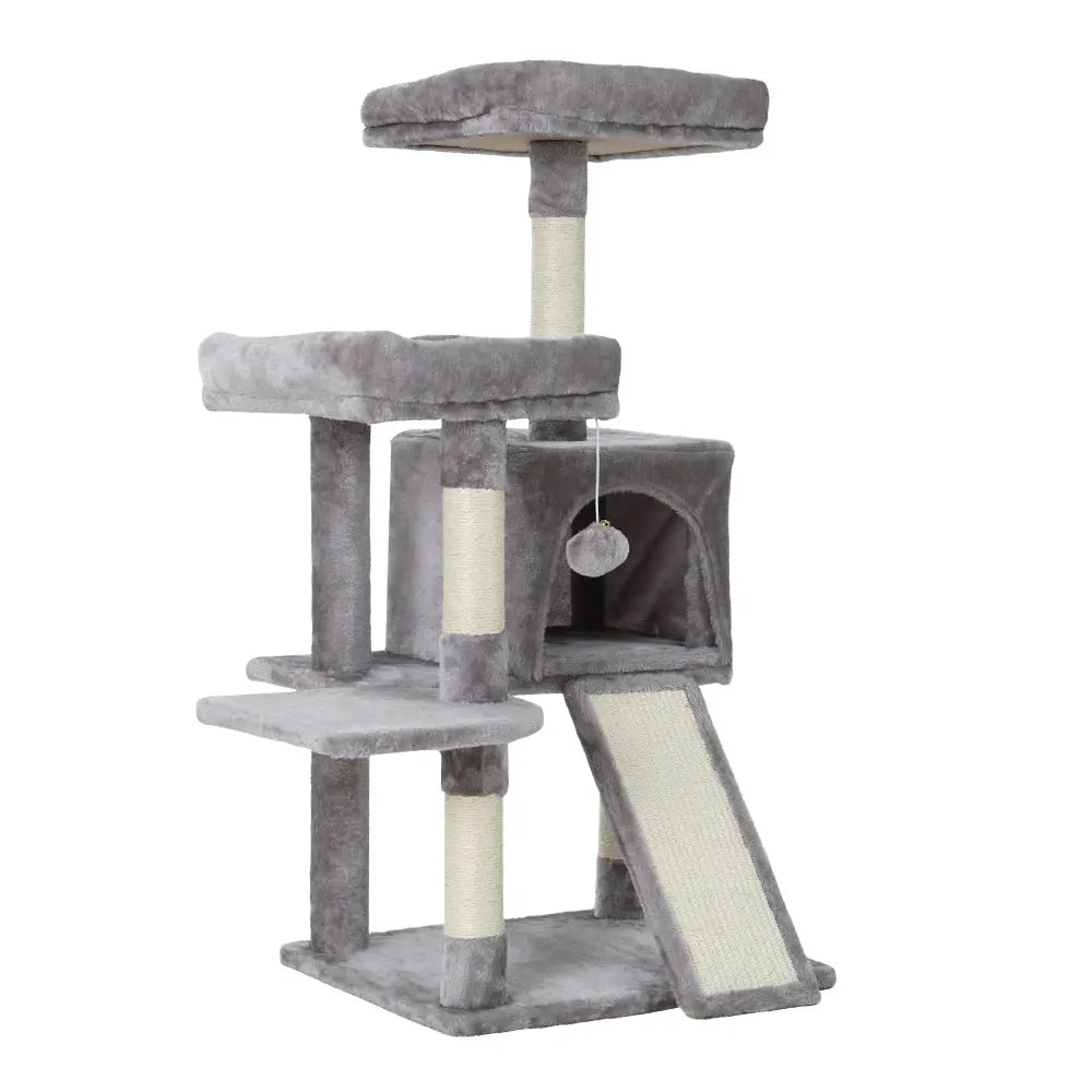 i.Pet Cat Tree 103cm Tower Scratching Post Scratcher Wood Condo House Trees Grey - Paws & Palettes