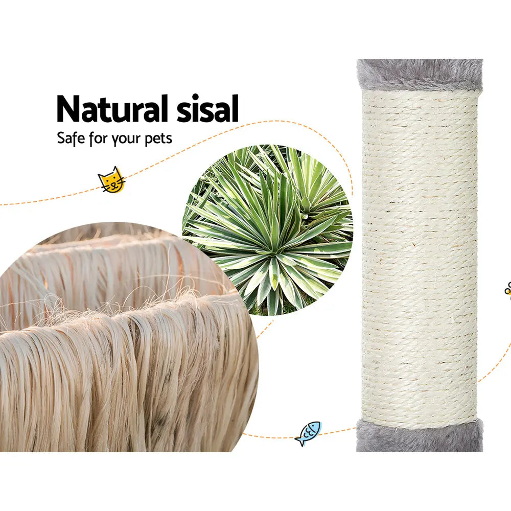 i.Pet Cat Tree 103cm Tower Scratching Post Scratcher Wood Condo House Trees Grey - Paws & Palettes