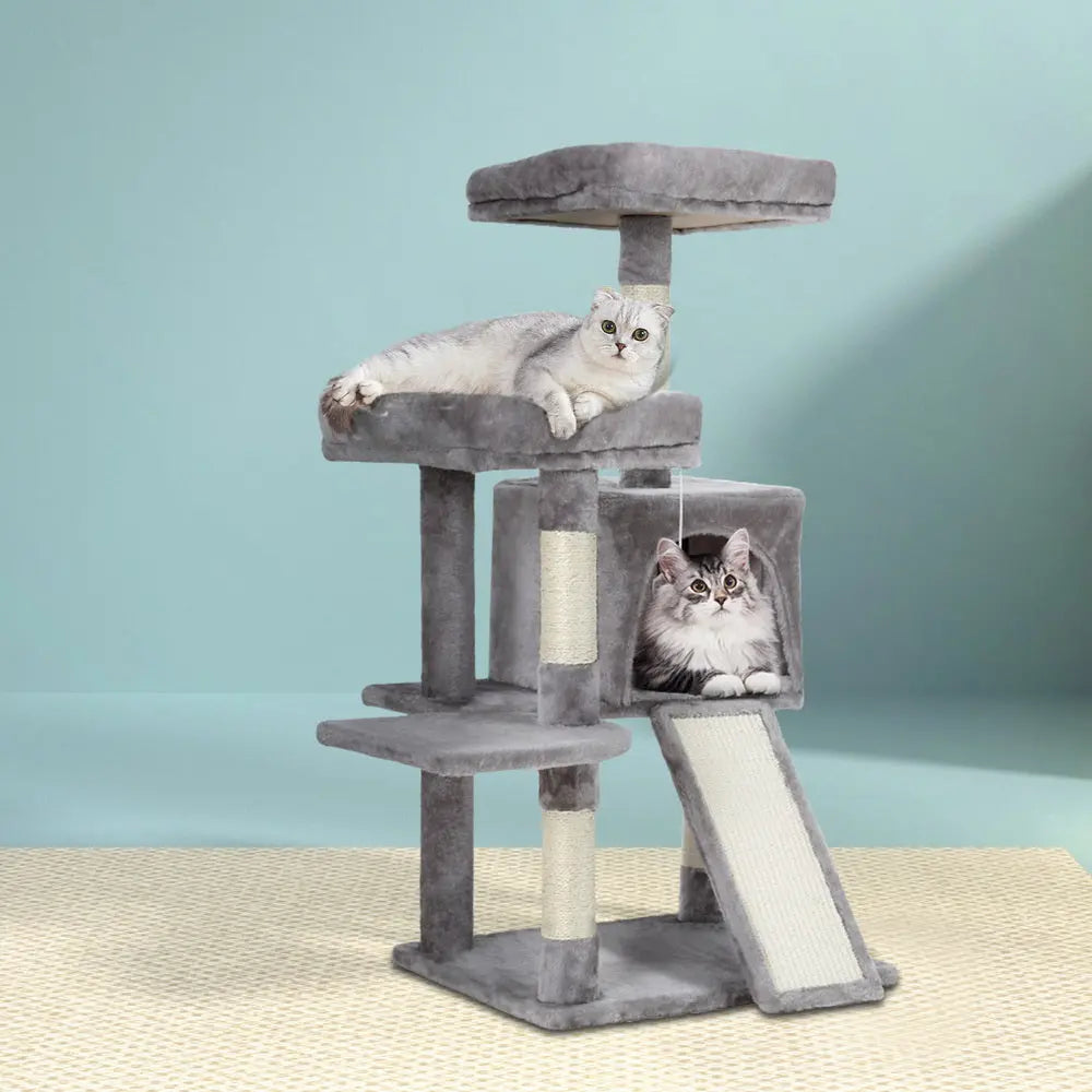 i.Pet Cat Tree 103cm Tower Scratching Post Scratcher Wood Condo House Trees Grey - Paws & Palettes
