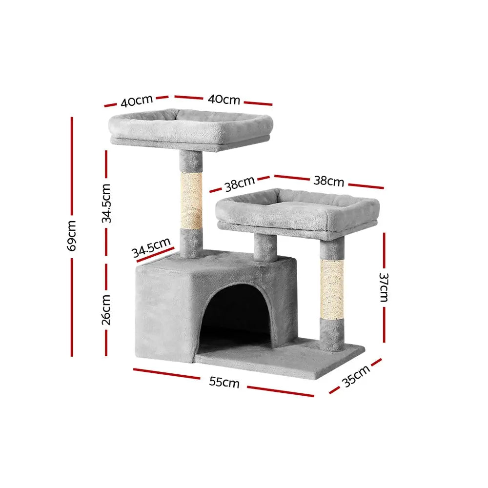 i.Pet Cat Tree 69cm Scratching Post Tower Scratcher Wood Condo House Bed Trees - Paws & Palettes