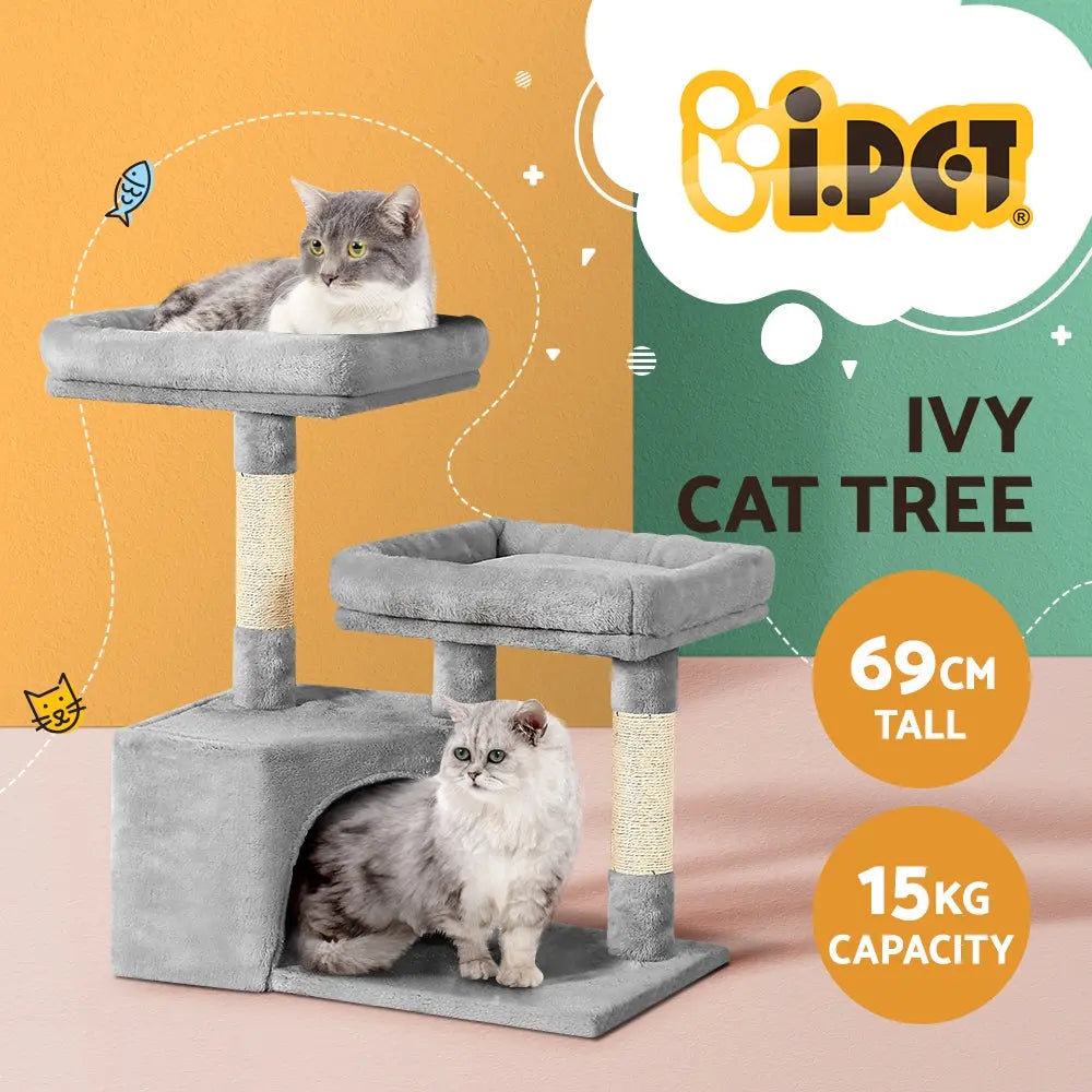 i.Pet Cat Tree 69cm Scratching Post Tower Scratcher Wood Condo House Bed Trees - Paws & Palettes