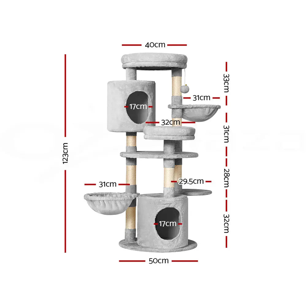 i.Pet Cat Tree 123cm Tower Scratching Post Scratcher Wood Condo House Bed Toys - Paws & Palettes
