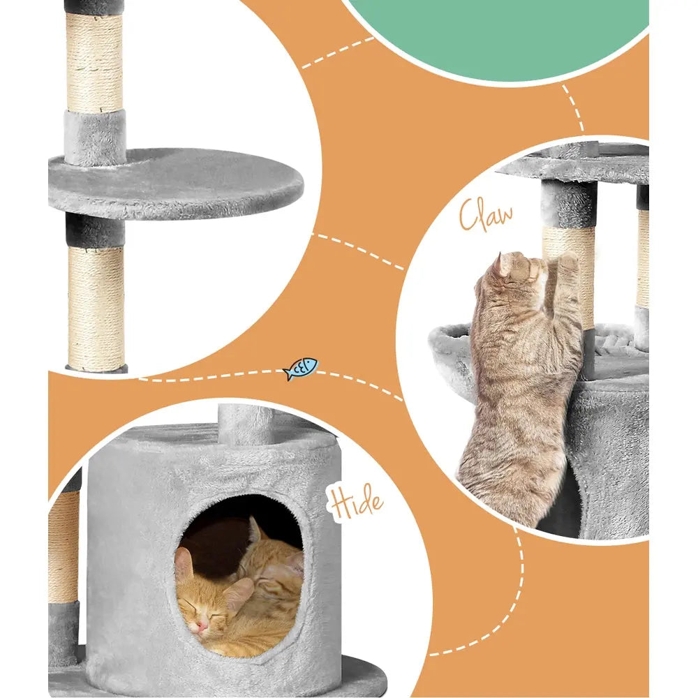 i.Pet Cat Tree 123cm Tower Scratching Post Scratcher Wood Condo House Bed Toys - Paws & Palettes