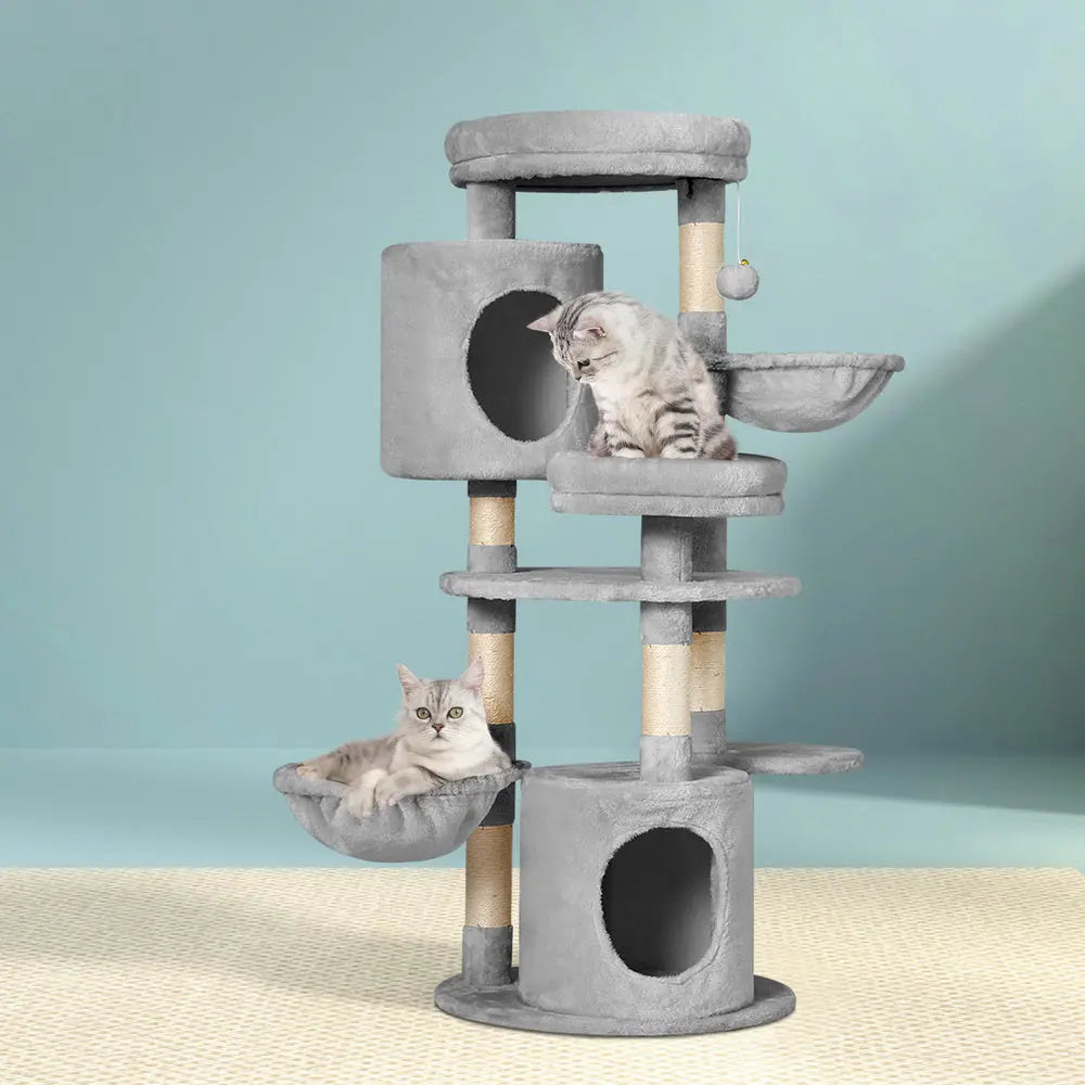 i.Pet Cat Tree 123cm Tower Scratching Post Scratcher Wood Condo House Bed Toys - Paws & Palettes