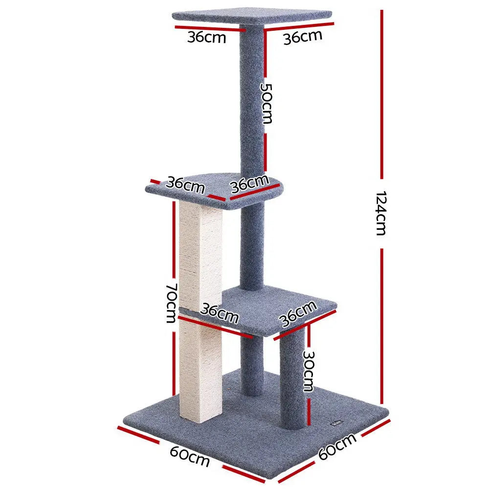 i.Pet Cat Tree 124cm Scratching Post Tower Scratcher Trees Wood Condo Board - Paws & Palettes
