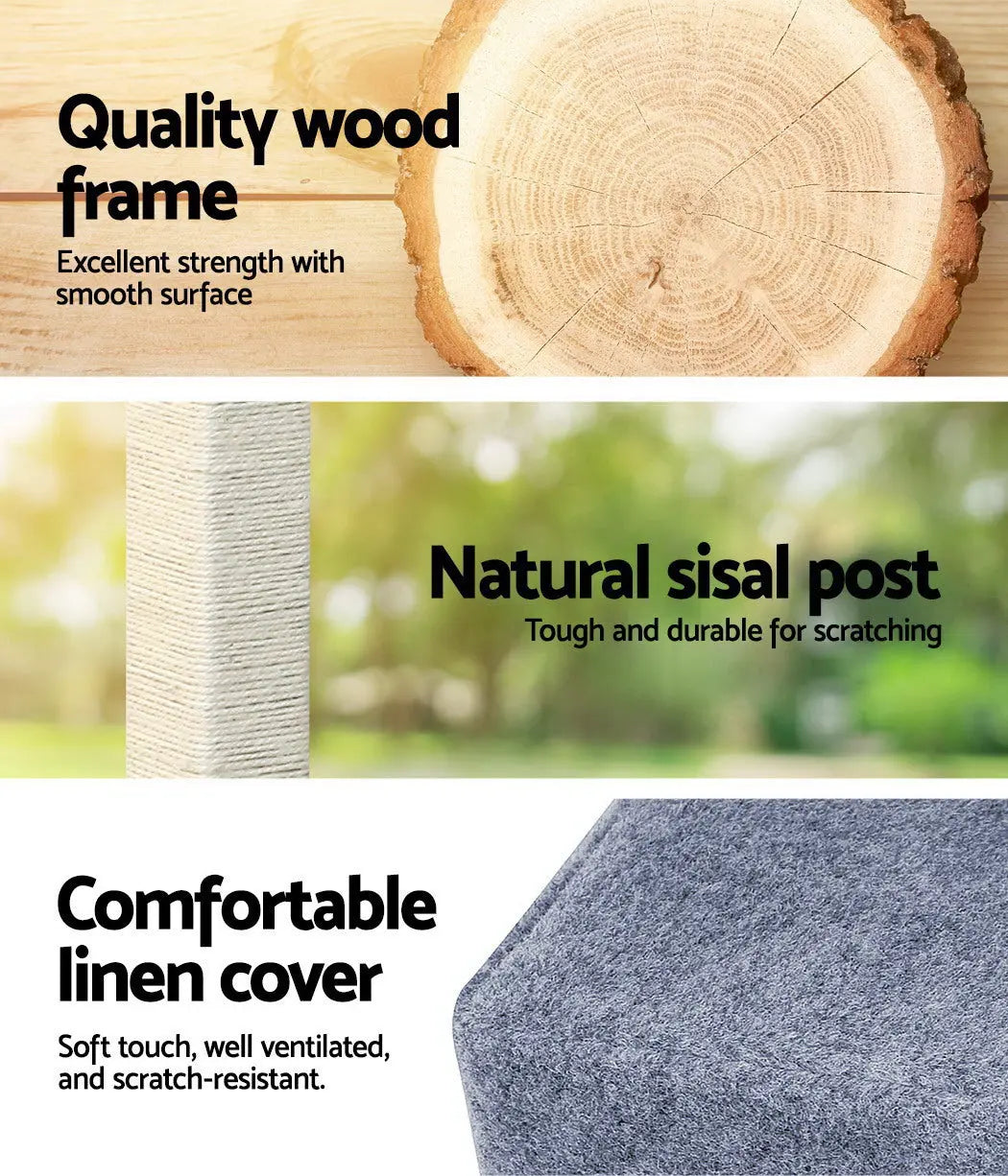 i.Pet Cat Tree 124cm Scratching Post Tower Scratcher Trees Wood Condo Board - Paws & Palettes
