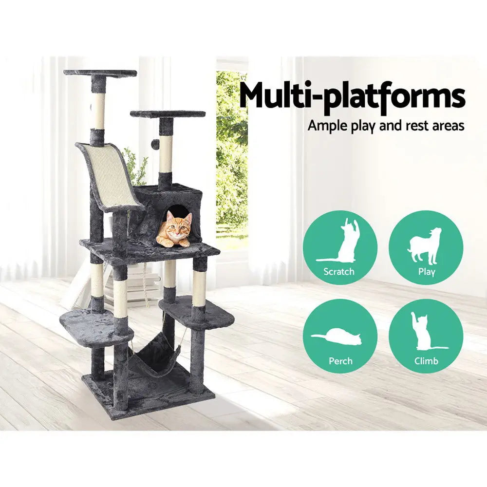 i.Pet Cat Tree 171cm Tower Scratching Post Scratcher Wooden Condo House Bed Toys - Paws & Palettes