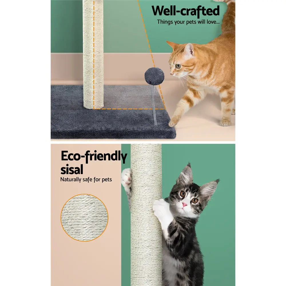 i.Pet Cat Tree 105cm Scratching Post Scratcher Tower Condo House Hanging toys Grey - Paws & Palettes