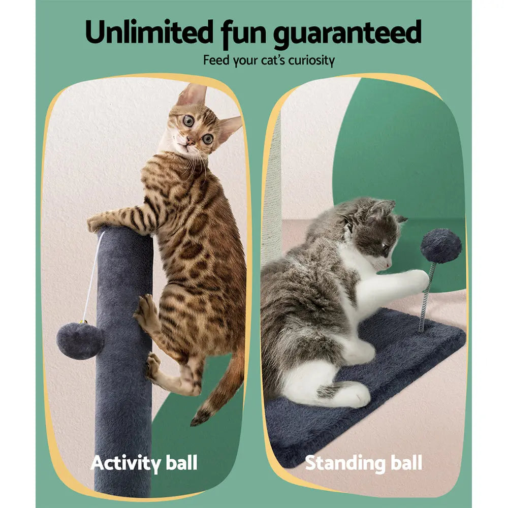 i.Pet Cat Tree 105cm Scratching Post Scratcher Tower Condo House Hanging toys Grey - Paws & Palettes