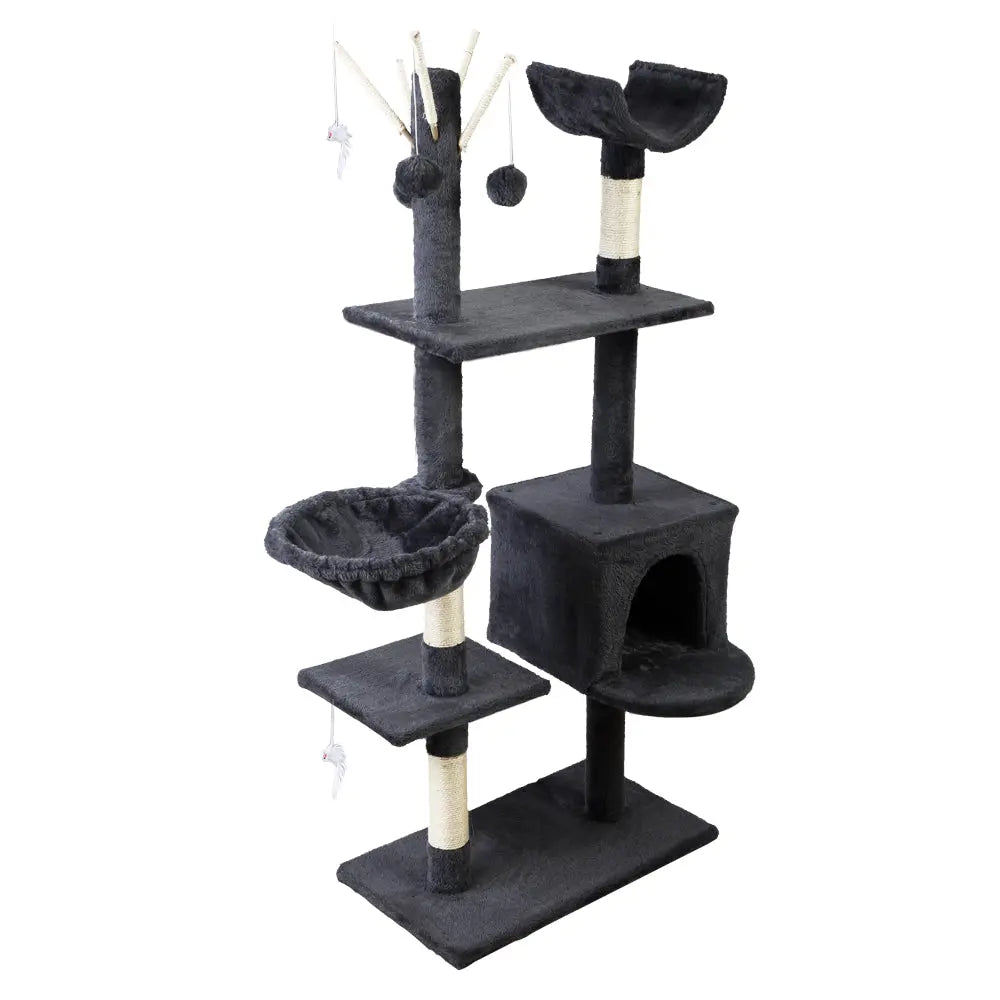 i.Pet Cat Tree 140cm Tower Scratching Post Scratcher Trees Toys Condo Bed Grey - Paws & Palettes