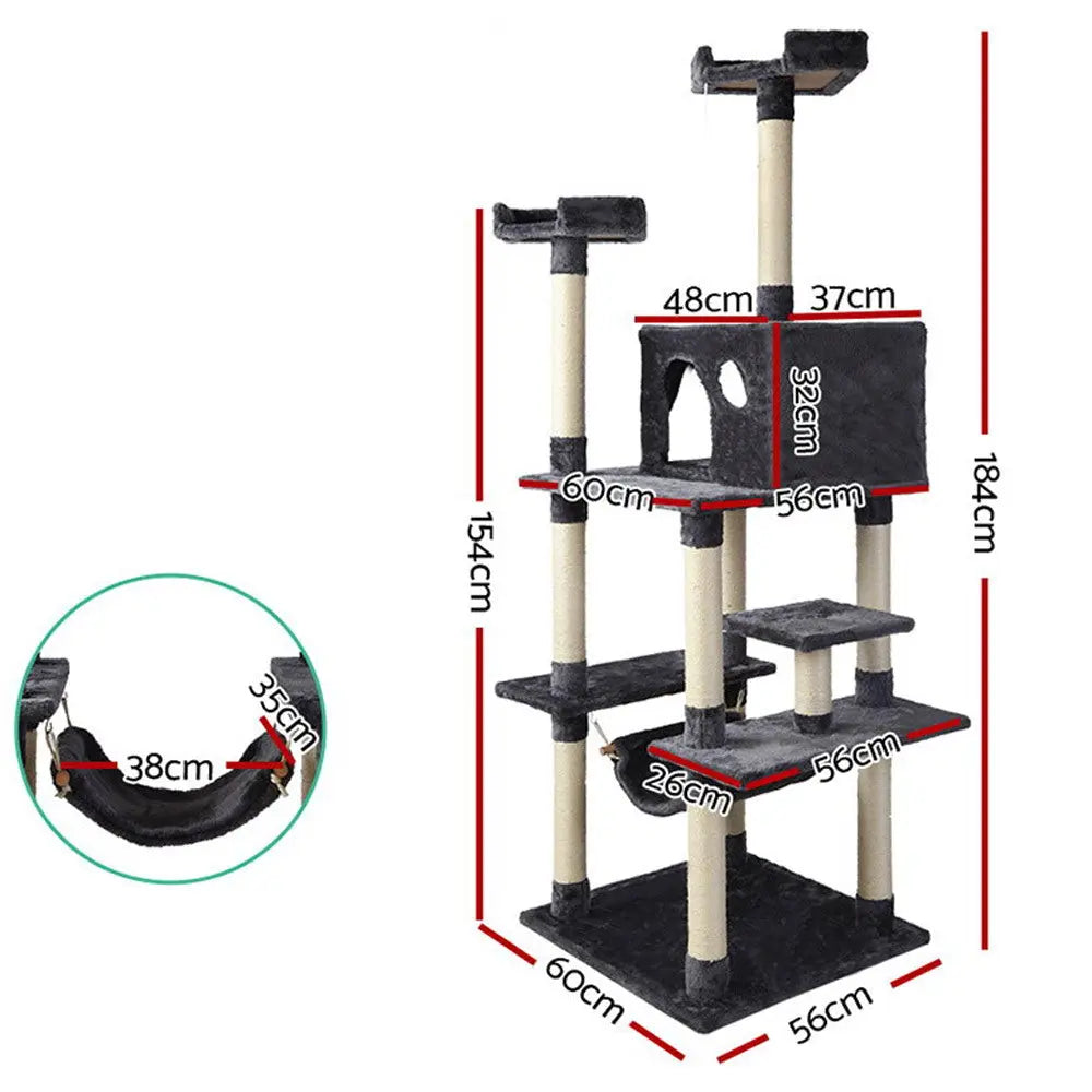 i.Pet Cat Tree 184cm Tower Scratching Post Scratcher Wood Trees Condo Bed House - Paws & Palettes