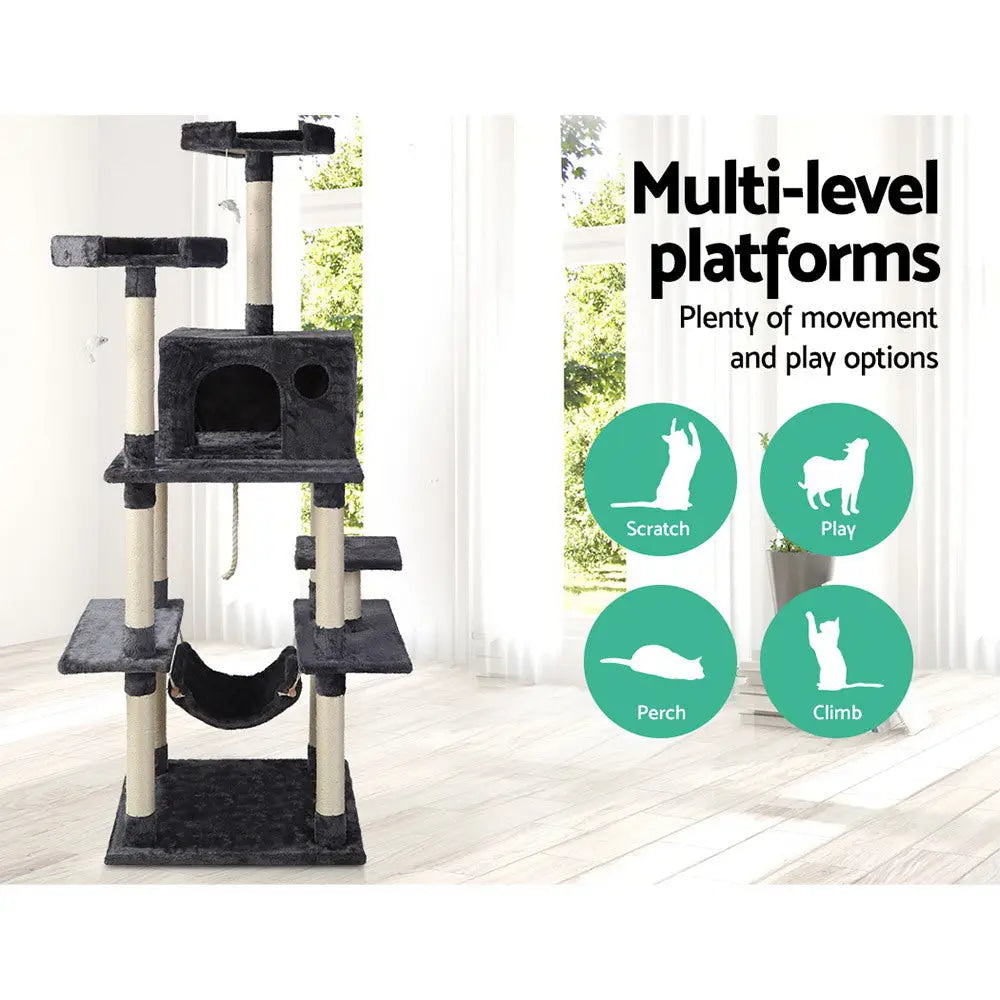 i.Pet Cat Tree 184cm Tower Scratching Post Scratcher Wood Trees Condo Bed House - Paws & Palettes
