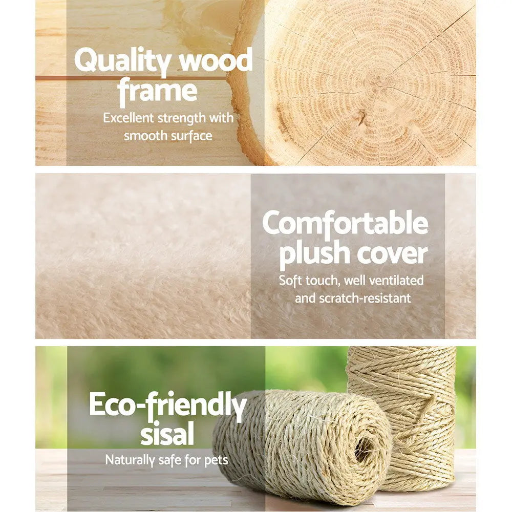 i.Pet Cat Tree 100cm Tower Scratching Post Scratcher Condo House Trees Bed Beige - Paws & Palettes