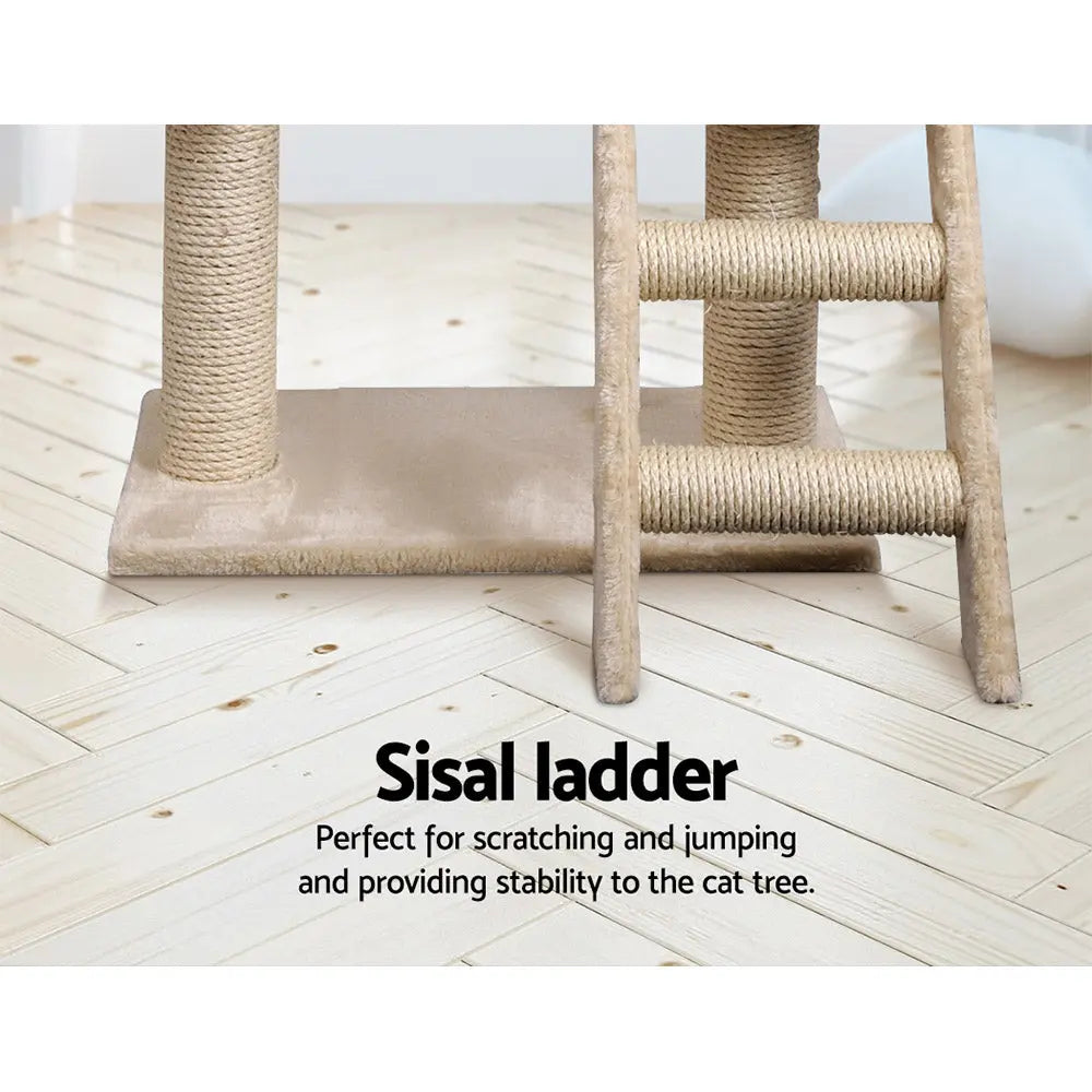 i.Pet Cat Tree 100cm Tower Scratching Post Scratcher Condo House Trees Bed Beige - Paws & Palettes