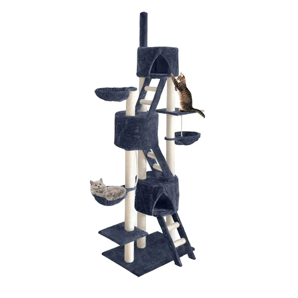 i.Pet Cat Tree 244cm Tower Scratching Post Scratcher Trees Condo House Grey - Paws & Palettes
