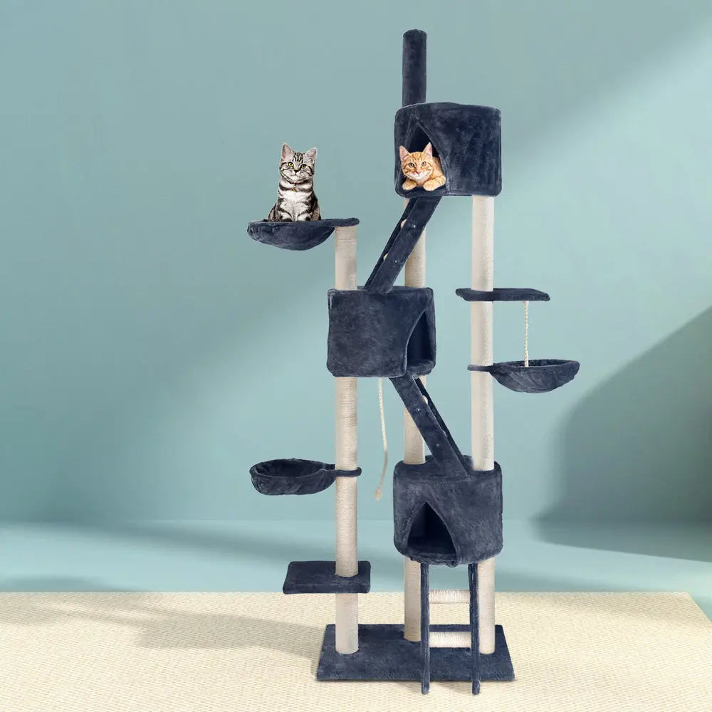 i.Pet Cat Tree 244cm Tower Scratching Post Scratcher Trees Condo House Grey - Paws & Palettes