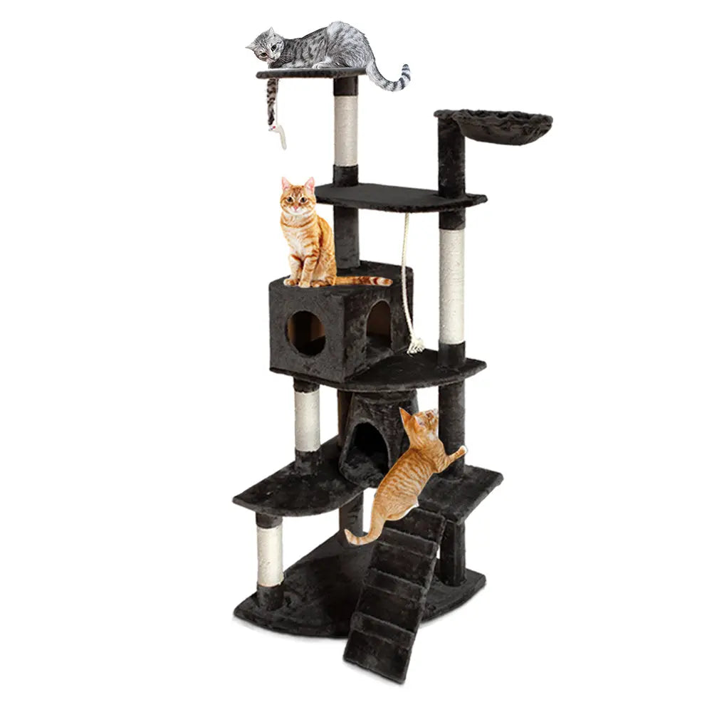 i.Pet Cat Tree 193cm Tower Scratching Post Scratcher Condo House Trees Grey - Paws & Palettes