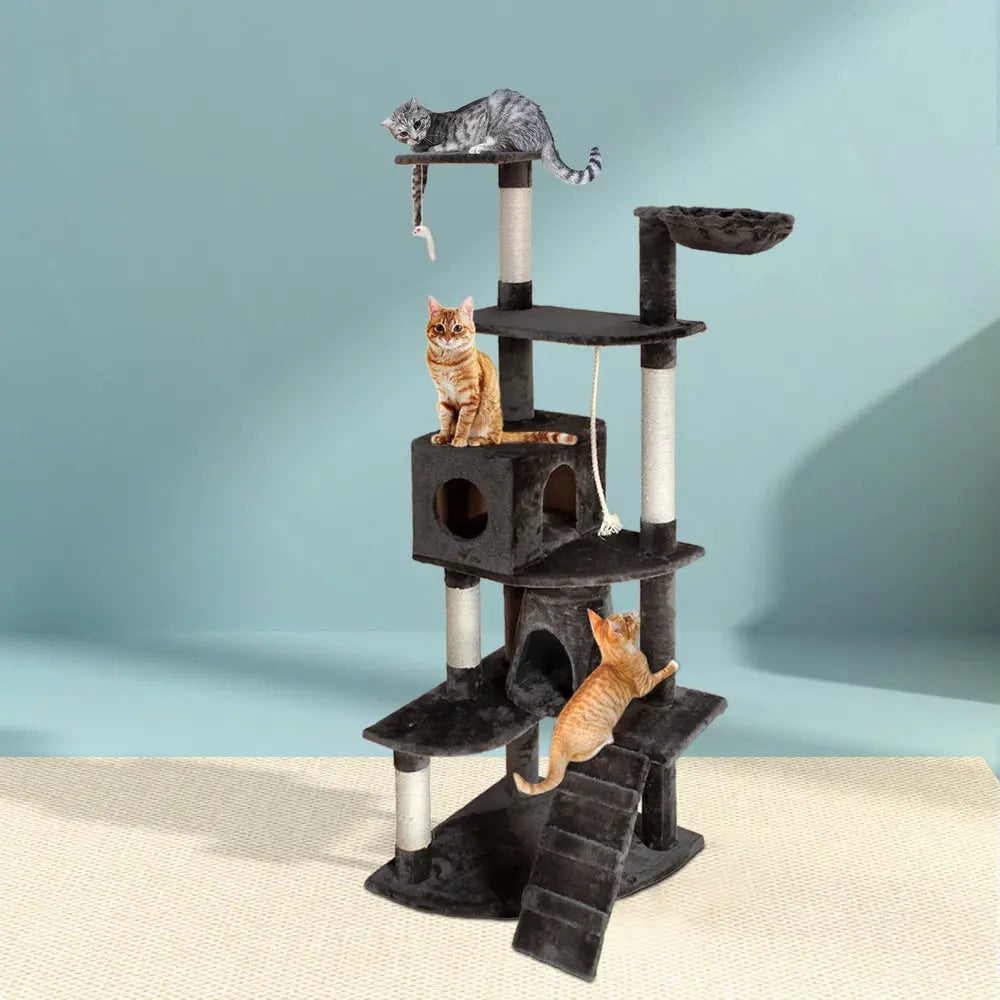 i.Pet Cat Tree 193cm Tower Scratching Post Scratcher Condo House Trees Grey - Paws & Palettes