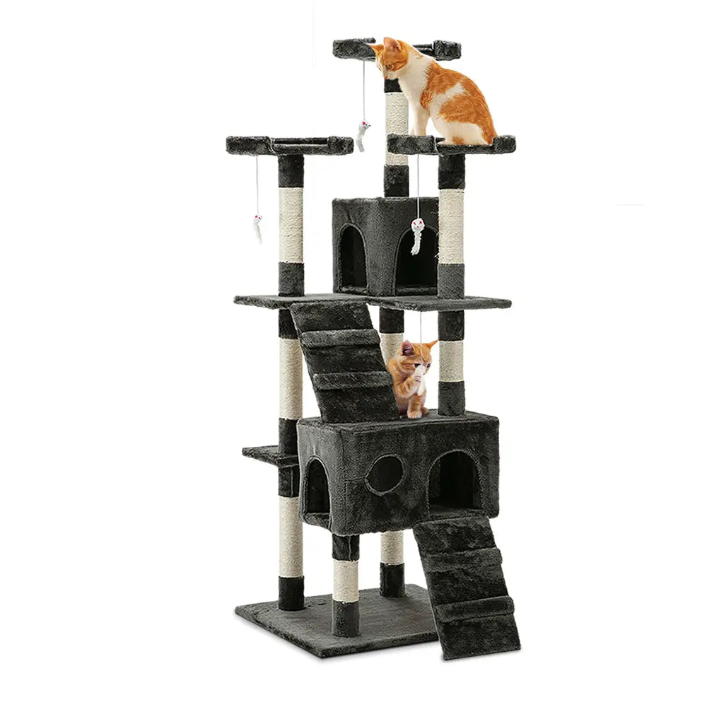 i.Pet Cat Tree 180cm Tower Scratching Post Scratcher Wood Condo House Toys Grey - Paws & Palettes