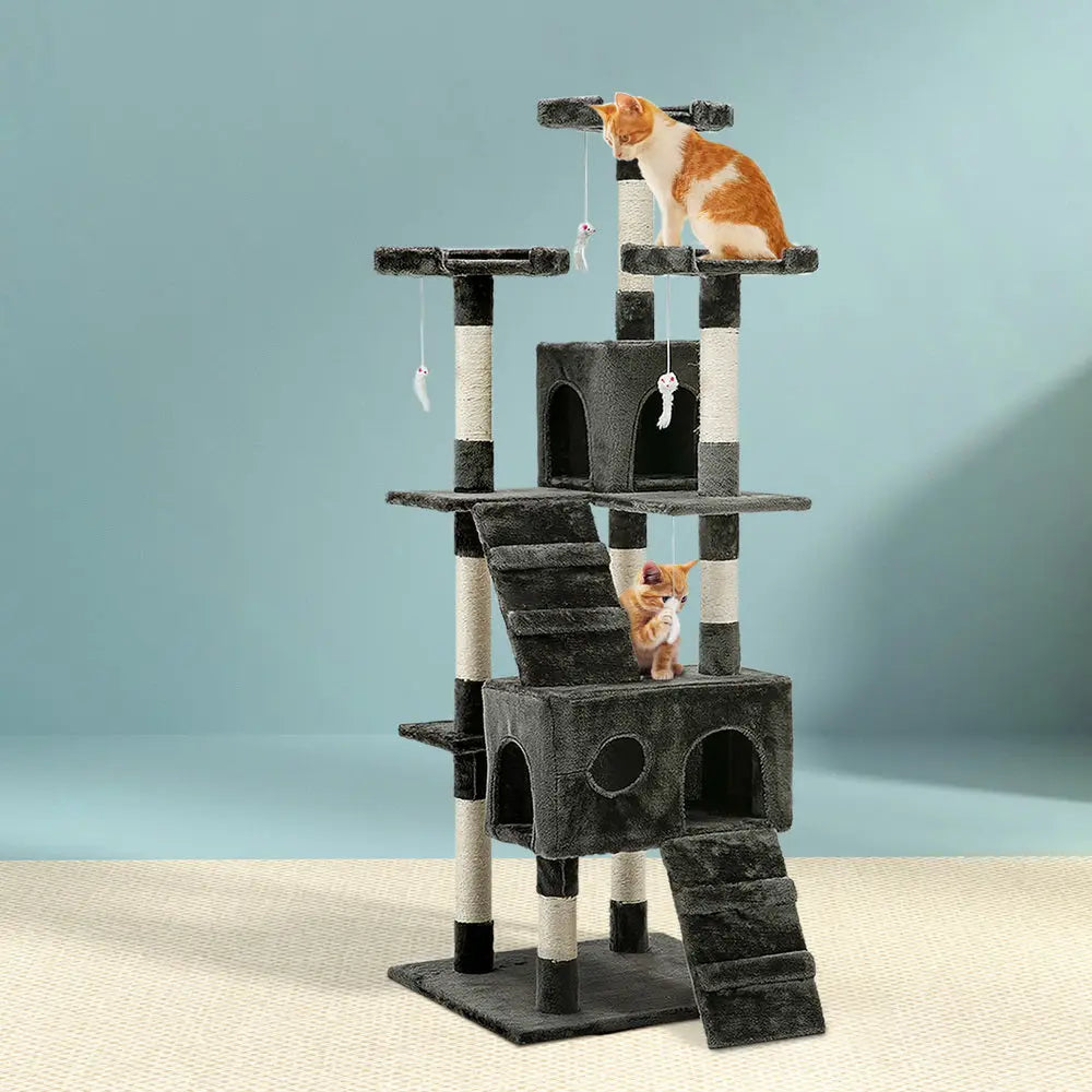 i.Pet Cat Tree 180cm Tower Scratching Post Scratcher Wood Condo House Toys Grey - Paws & Palettes