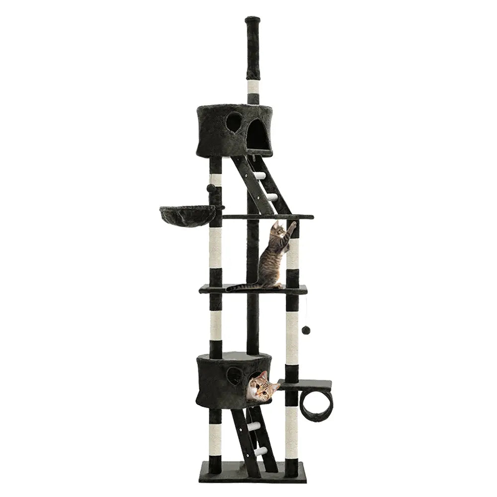 i.Pet Cat Tree 260cm Tower Scratching Post Scratcher Condo House Trees Grey - Paws & Palettes