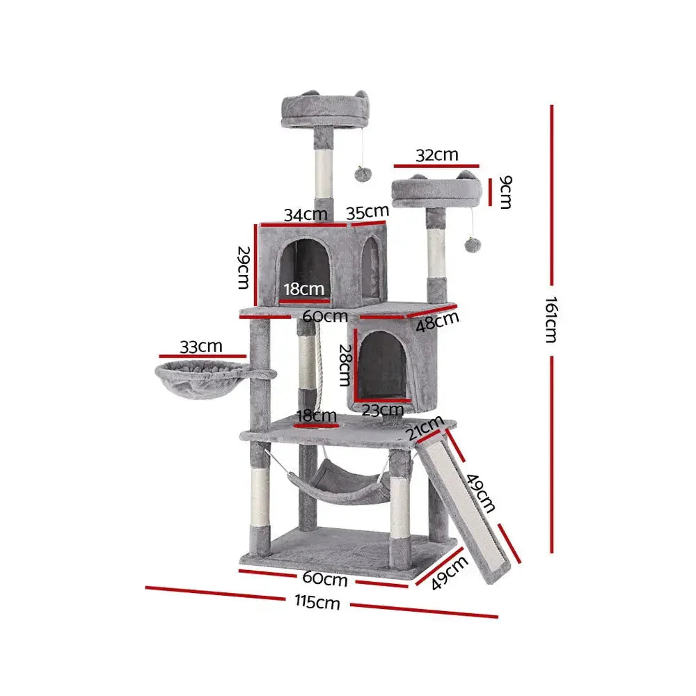 i.Pet Cat Tree Tower Scratching Post Scratcher 161cm Condo House Trees Grey Dropshipzone