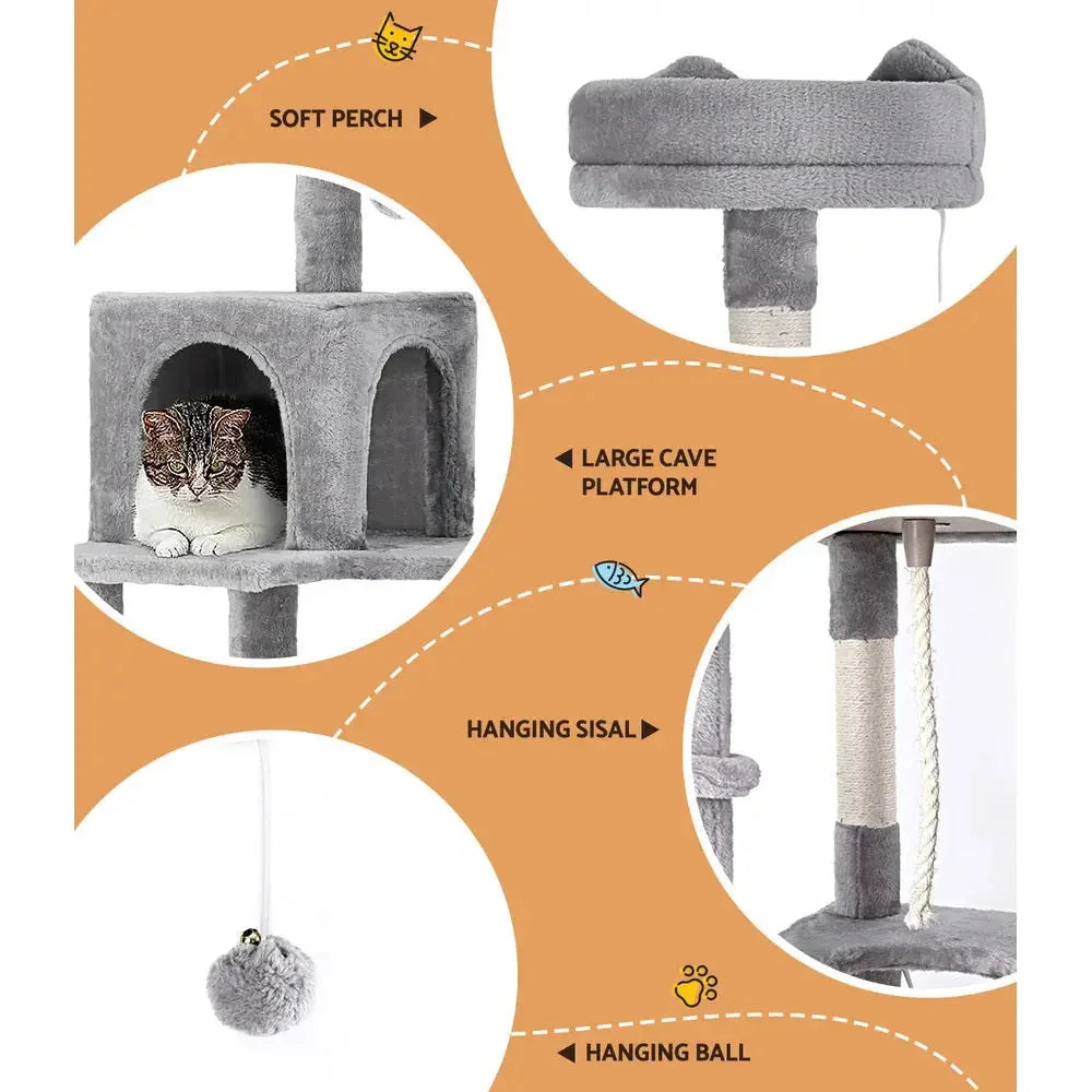 i.Pet Cat Tree Tower Scratching Post Scratcher 161cm Condo House Trees Grey Dropshipzone