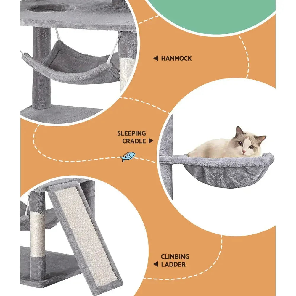 i.Pet Cat Tree Tower Scratching Post Scratcher 161cm Condo House Trees Grey Dropshipzone
