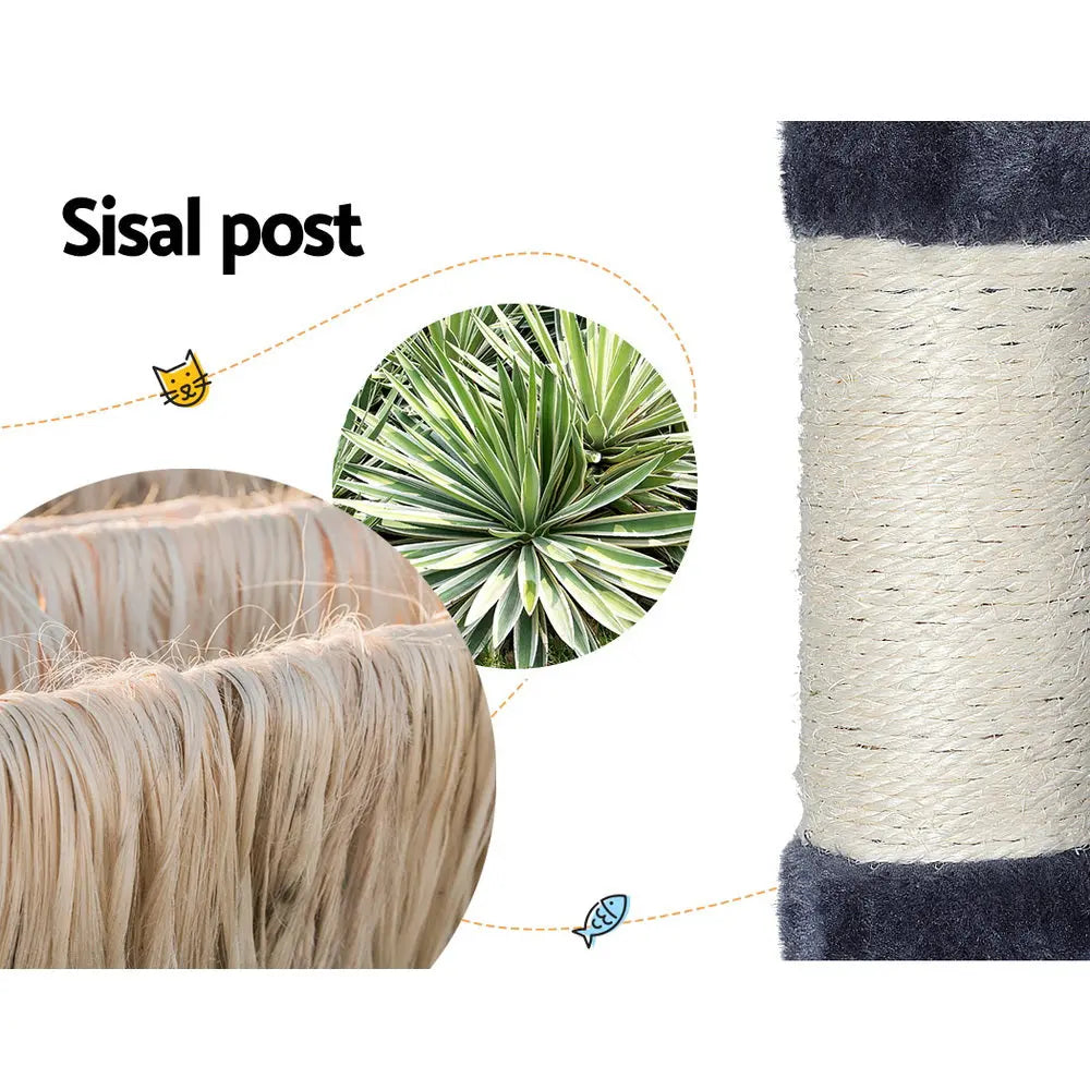 i.Pet Cat Tree Tower Scratching Post Scratcher 138cm Trees Condo House Grey - Paws & Palettes