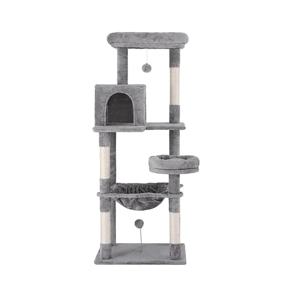i.Pet Cat Tree Tower Scratching Post Scratcher 143cm Condo House Trees Grey - Paws & Palettes